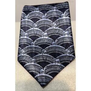Gianfranco Ferre Studio Silk Tie Elephant Arch Made In Italy Blue Gray Necktie